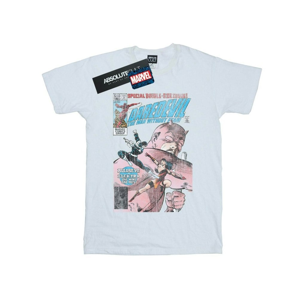 Marvel Womens/Ladies Daredevil Distressed Bullseye Vs Elektra Cover Cotton Boyfriend T-Shirt - White