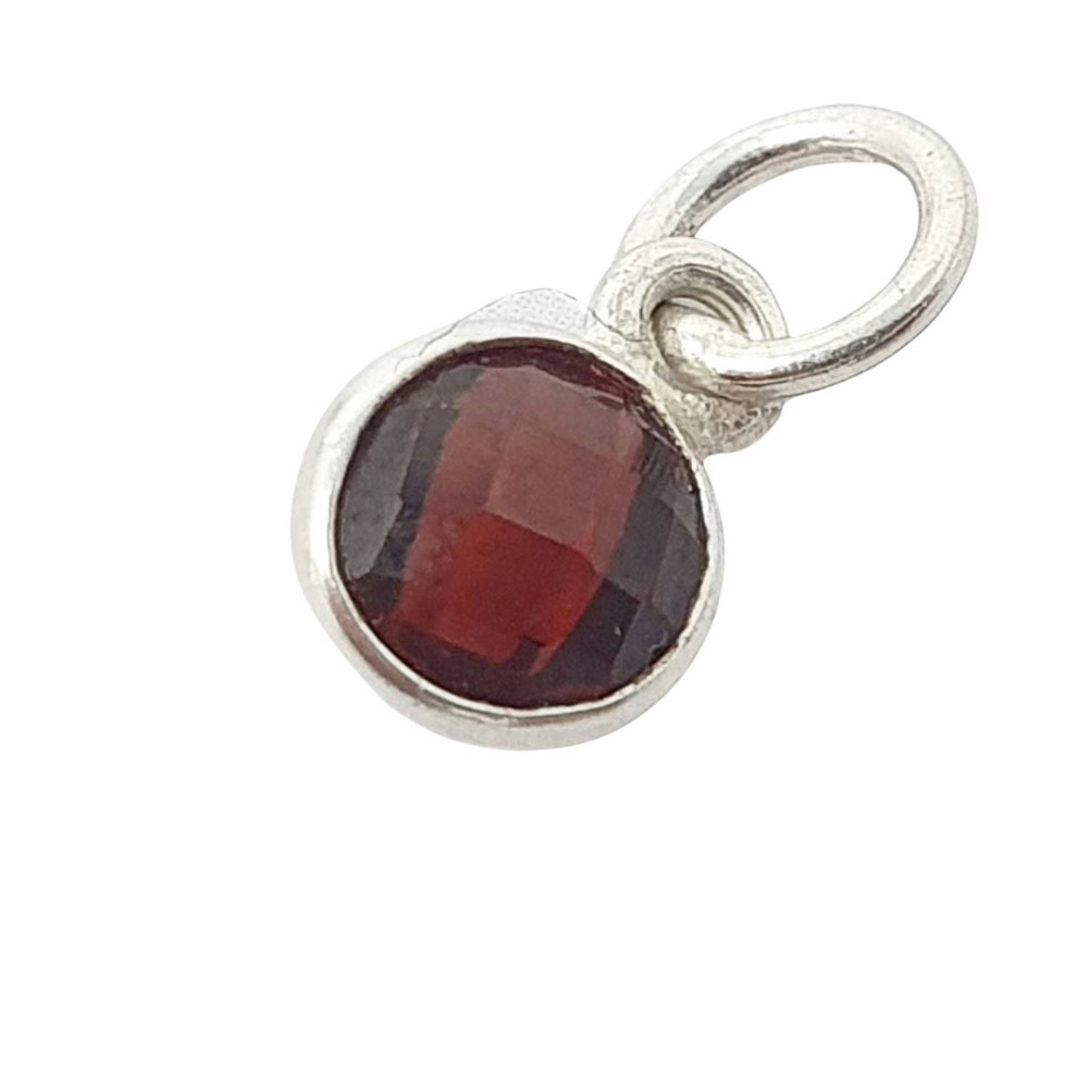 Mini Garnet January Birthstone Crystal Charm Silver