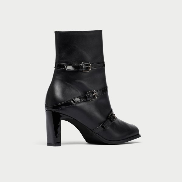 Zoe leather heeled boots back/side view 