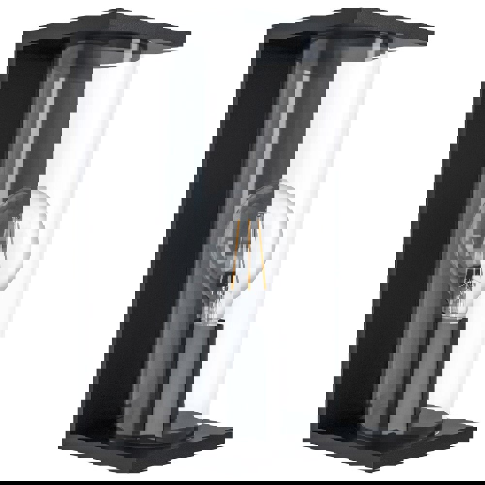 IP54 Outdoor Wall Light Black Round Glass Lantern 1x 40W E27 Bulb Porch Lamp Loops