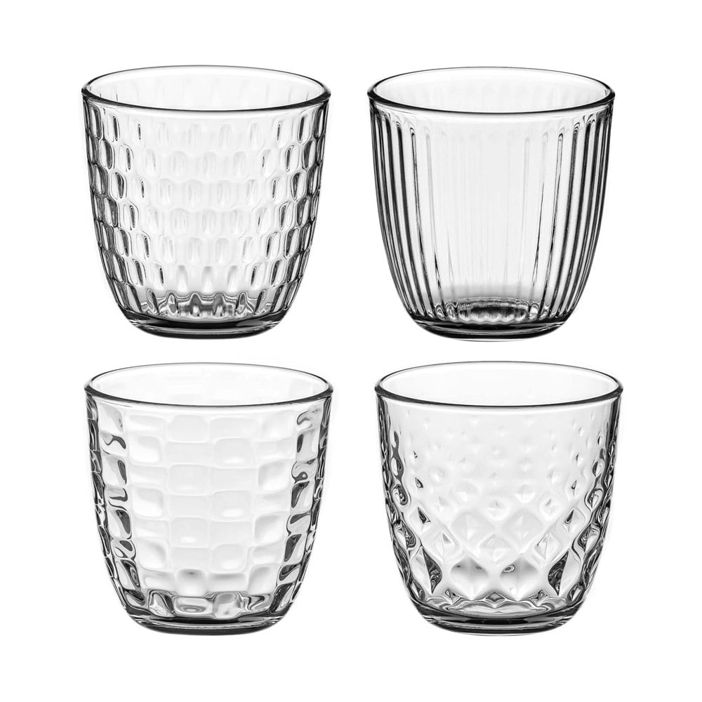 Diamante All Rounder Glasses Short Drink Tumblers 'Quartet' – Set of 4