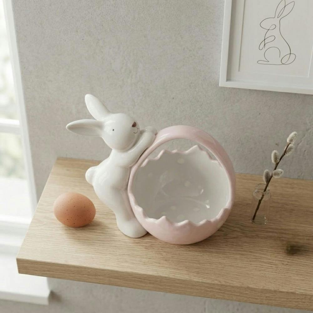 Garden Greatness Springtime Bunny Pink Basket Ornament