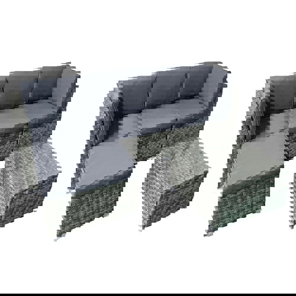 Oseasons Trinidad KD Rattan 4 Seat Modular Chaise Lounge Set in Grey