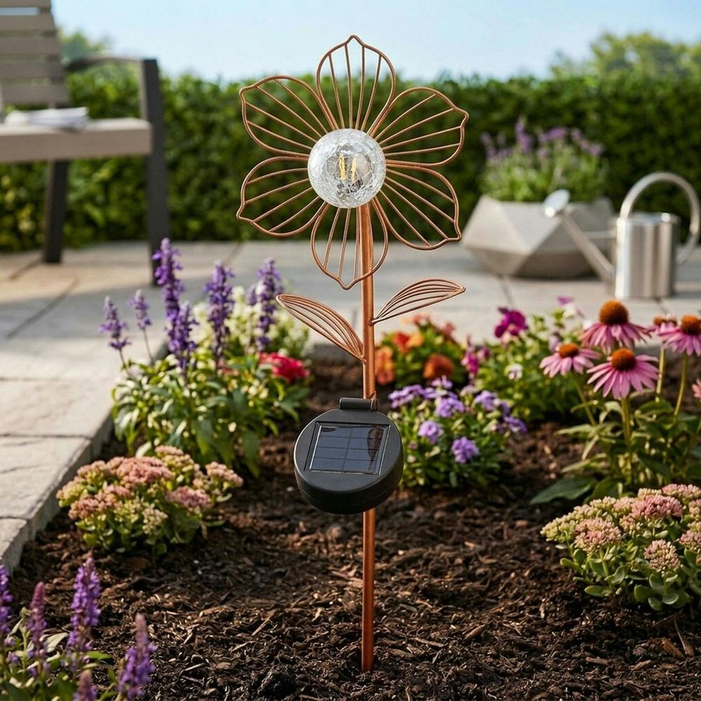 Garden Greatness Lunaria Marigold Solar Flower Stake Light