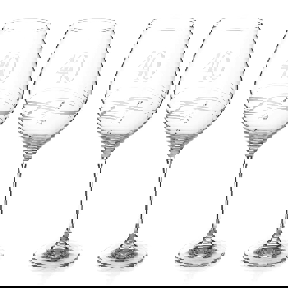 Diamante 40th Birthday Spiral Gin Glasses Adorned with Crystals by Swarovski® - Set of 2