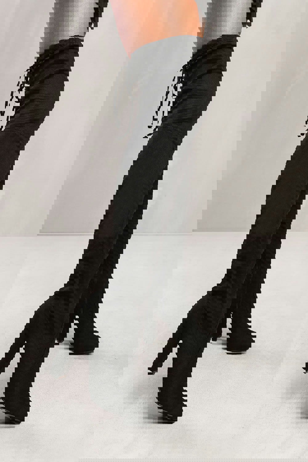 Where's That From Raya Over the Knee Boot With Block Heel in Black Suede