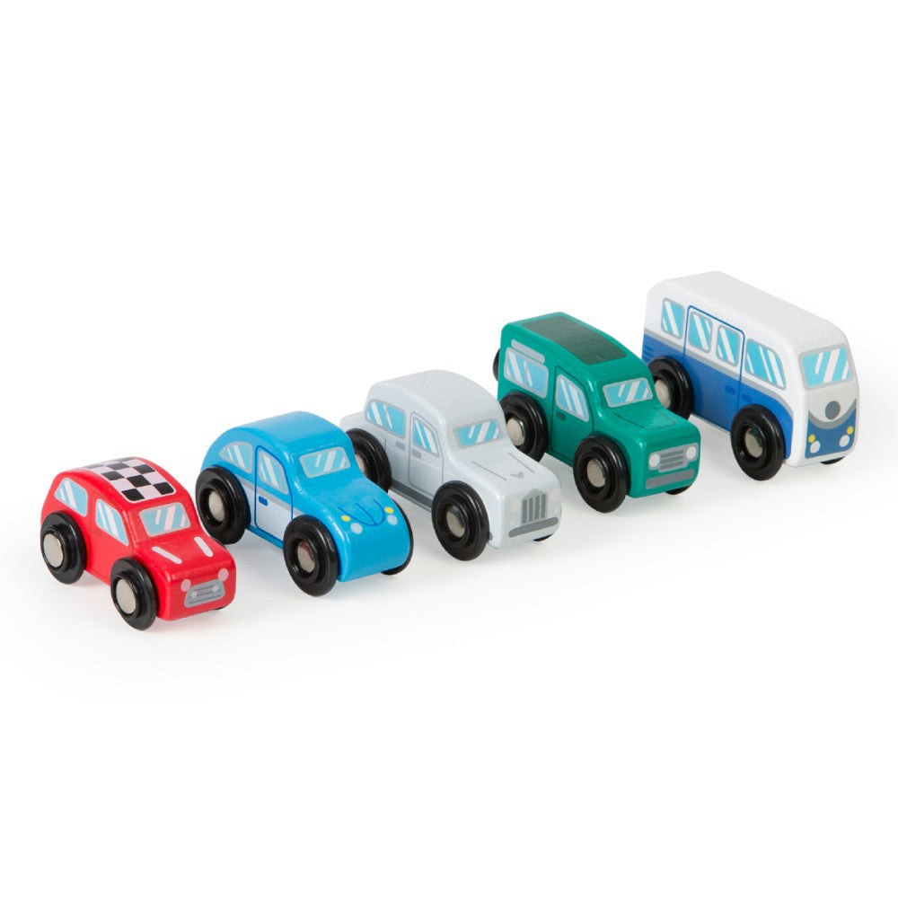 Tidlo Wooden Retro Vehicle Toy Set - 5 Classic Toy Cars