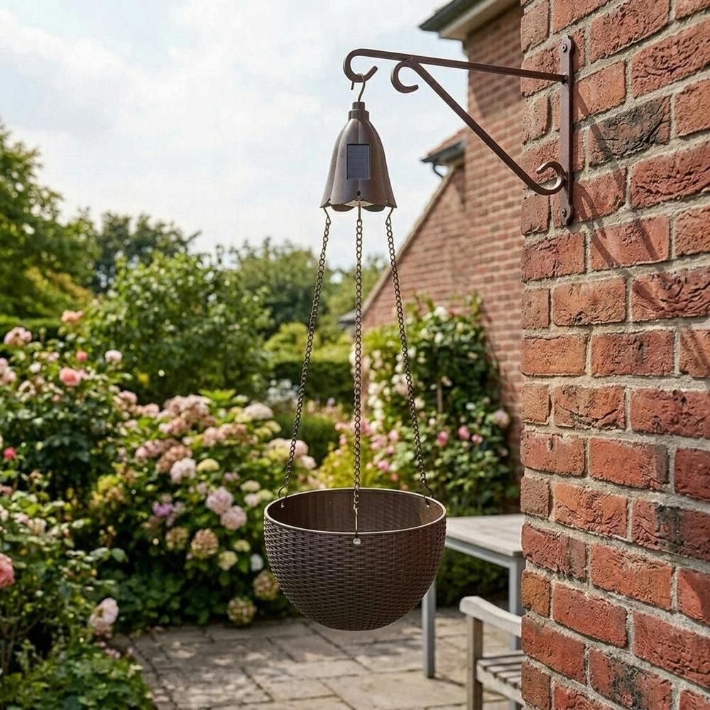 Garden Greatness Solar Rattan Effect LED Hanging Basket Light