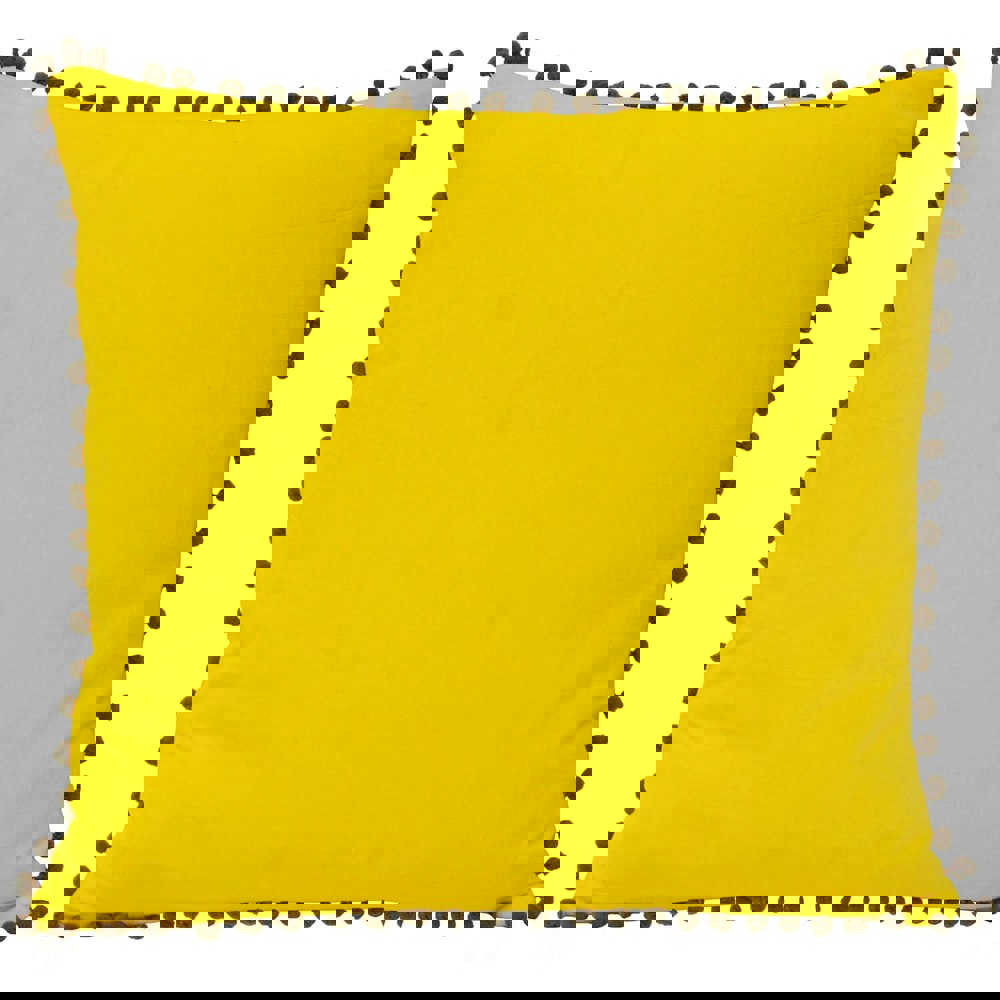Riva Home Velvet Pompom Cushion Cover - Yellow/Grey