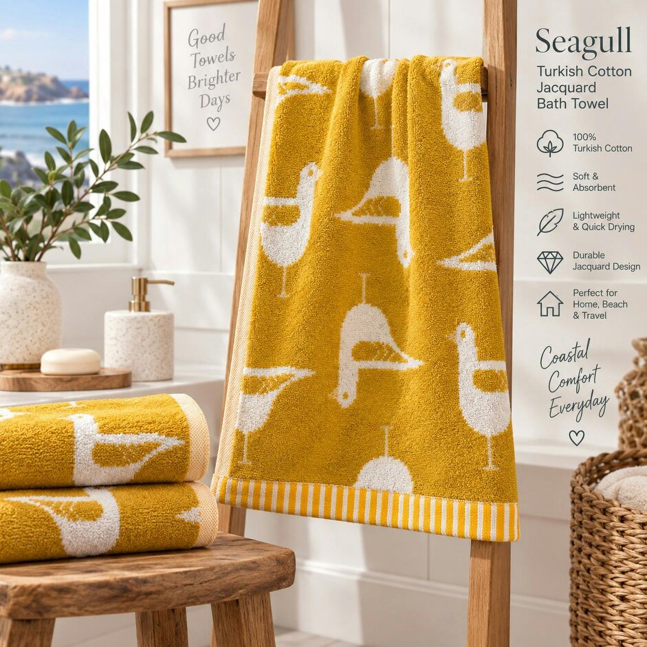 Dyzi Seagull Turkish Cotton Jacquard Bath Sheet