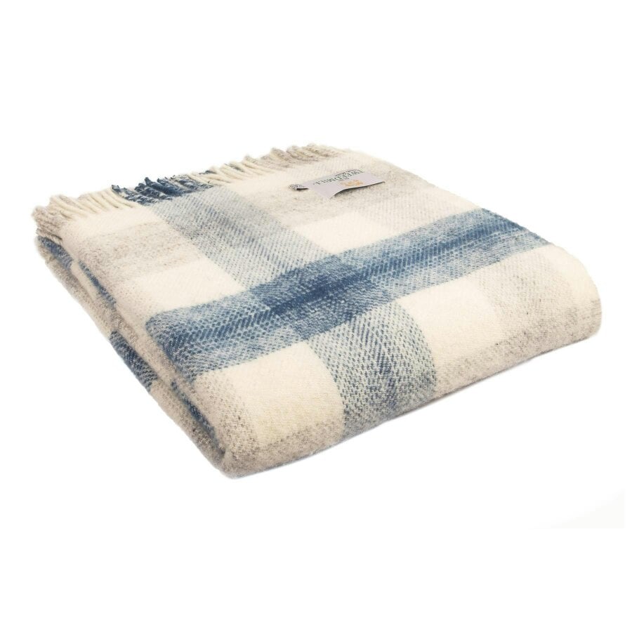 All Wool Meadow Check Throw - 150x183cm - Ink
