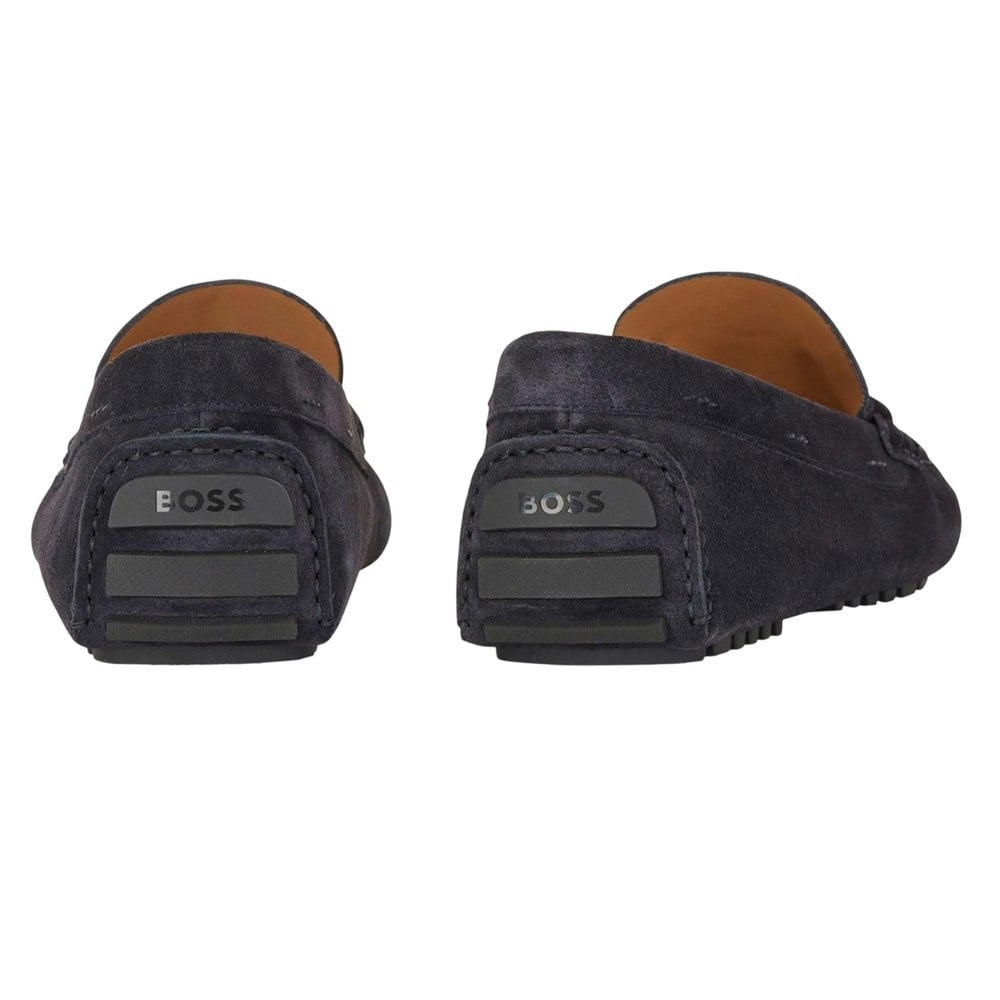 Hugo Boss Mens Driver Leather Moccasins - Dark Blue
