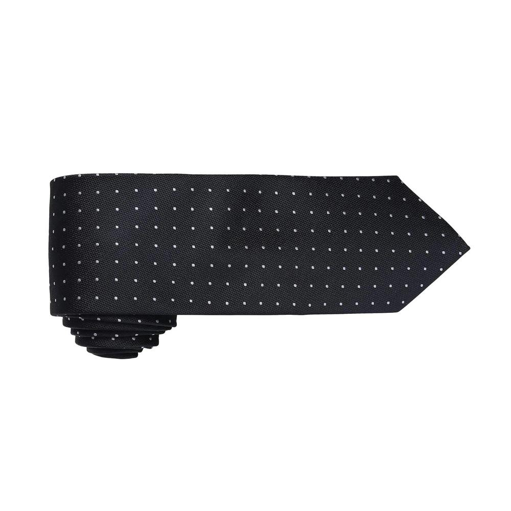 Premier Mens Micro Dot Pattern Formal Work Tie - Black/Dark Grey