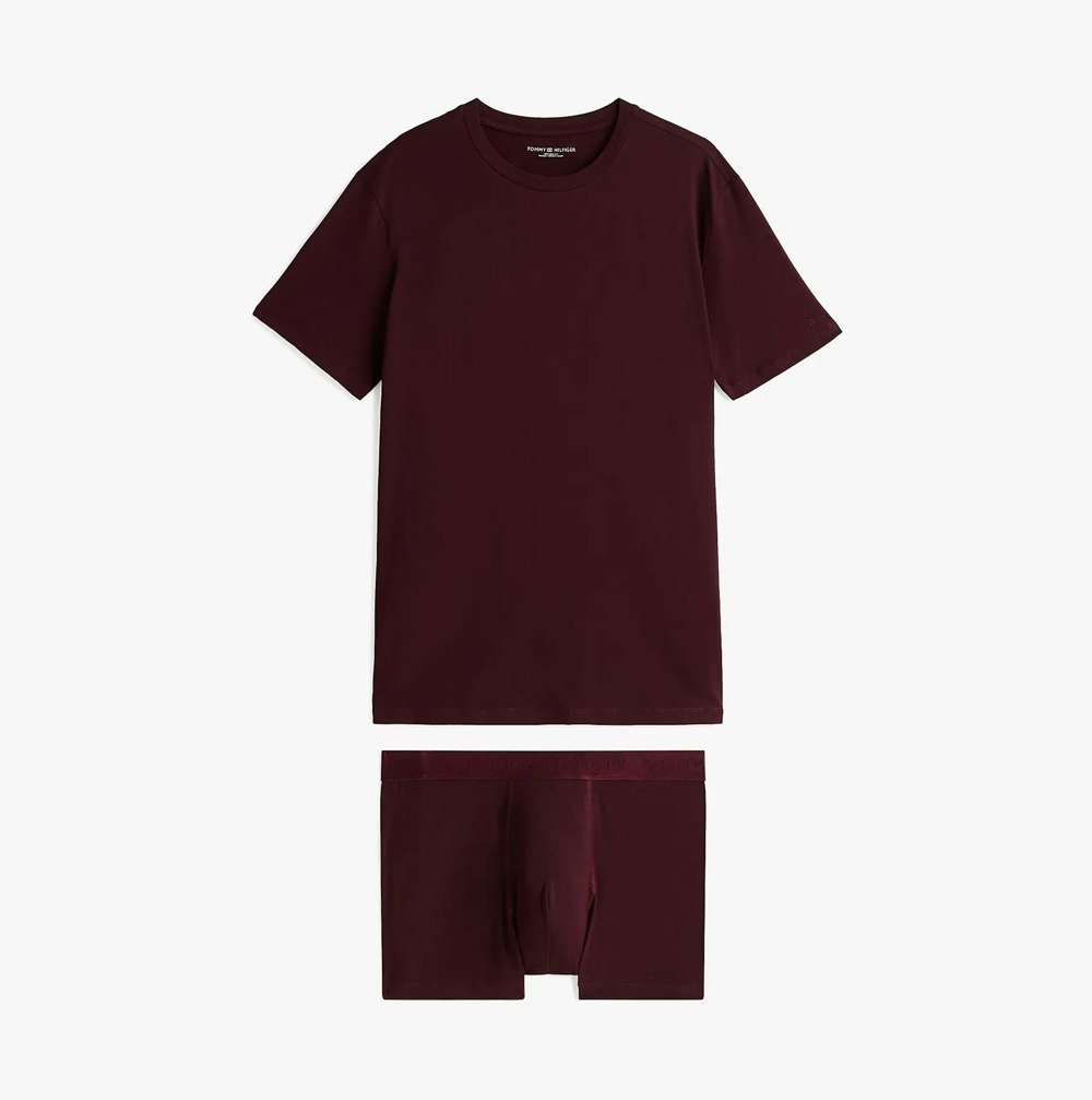 Tommy Hilfiger EVERYDAY LUXE Mens Trunk & Tee Deep Burgundy