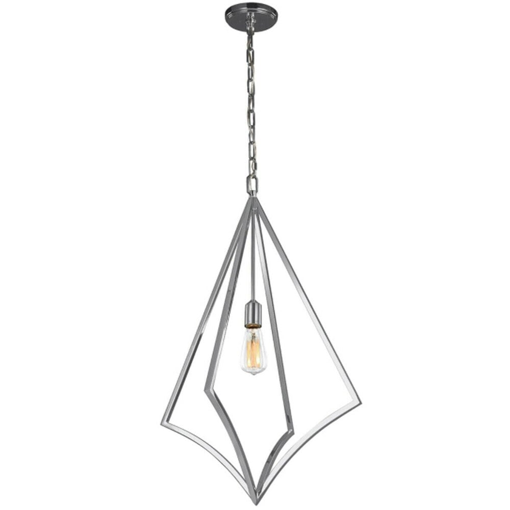 Outdoor 1 Bulb Ceiling Pendant Light Fitting Polished Chrome LED E27 60W Loops