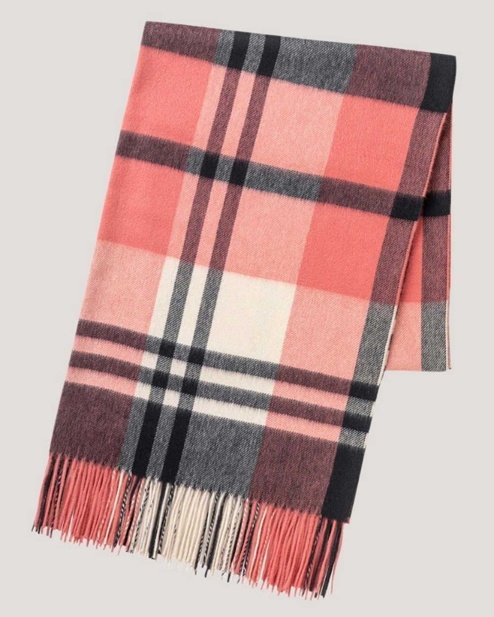 Joshua Ellis Primary Black Watch Cashmere Stole Red