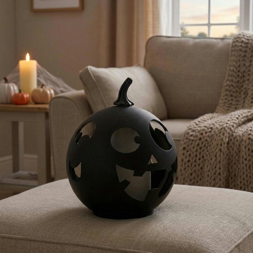 Garden Greatness Halloween Black LED Glass Pumpkin