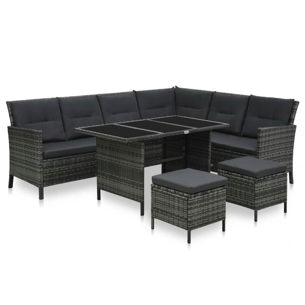 Berkfield 4 Piece Garden Lounge Set with Cushions Poly Rattan Grey