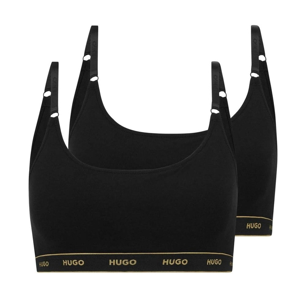 Hugo Womens/Ladies Stripe Sports Bralette (Pack of 2) - Black