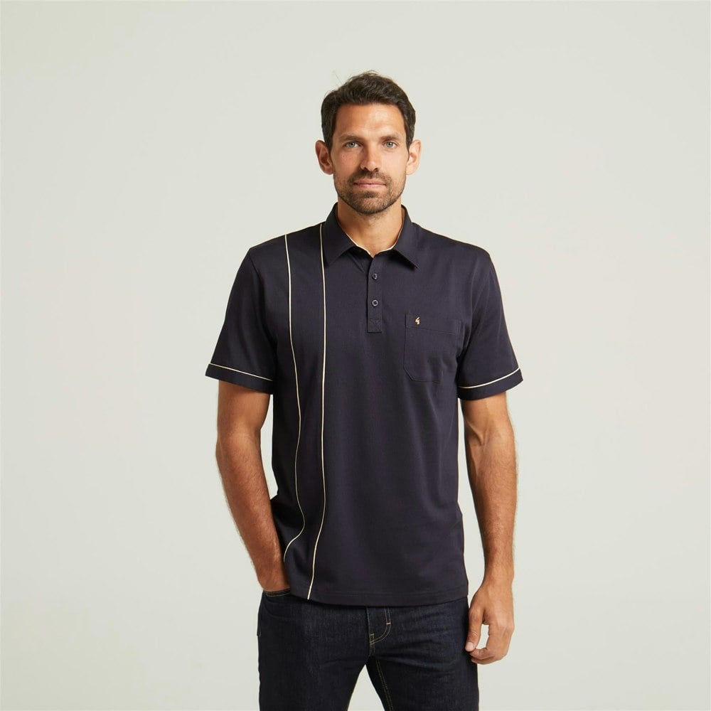 Gabicci G52X16 Mens Short Sleeve Plated Jersey Polo Shirt Gabicci Classic - NAVY