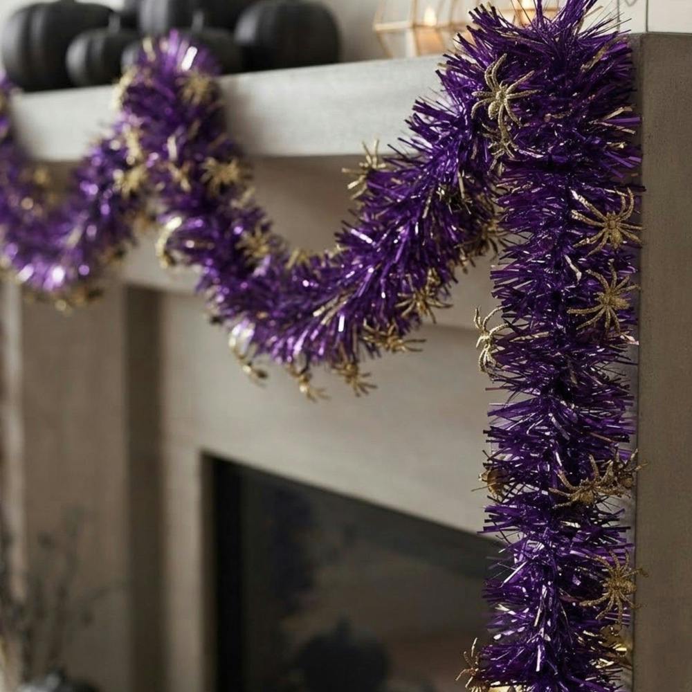 Garden Greatness 1.8m Halloween Purple Spider Tinsel Garland