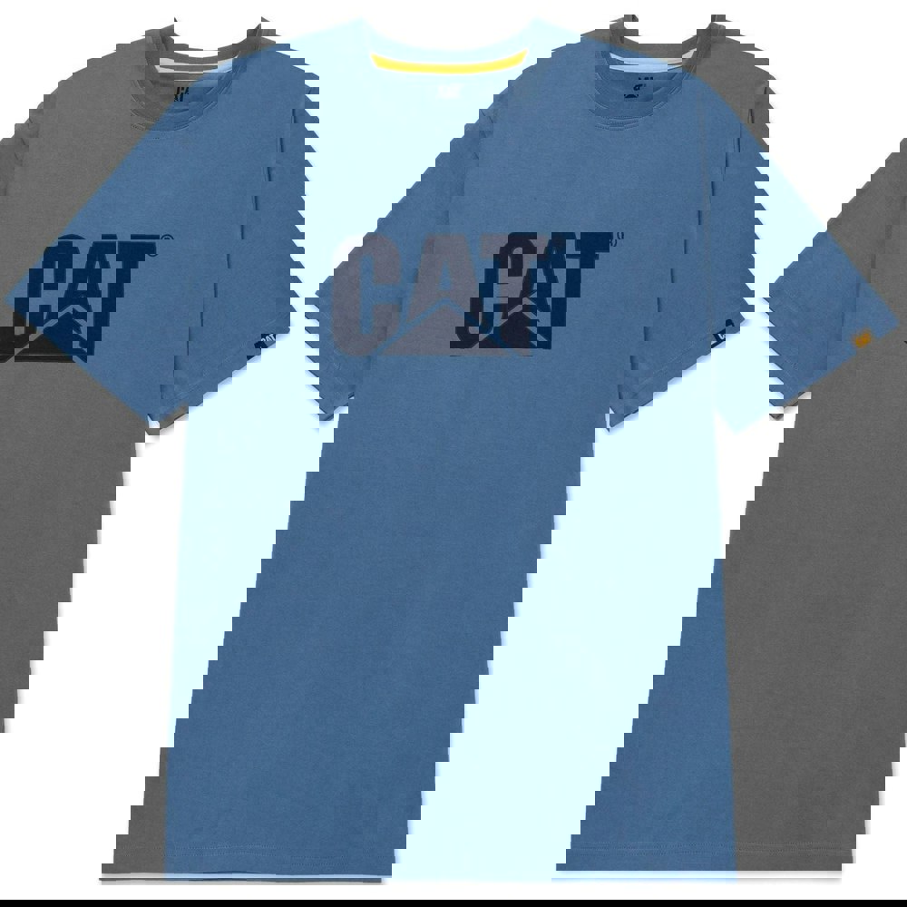 Caterpillar Trademark Logo Cotton Men's Blue T-Shirt