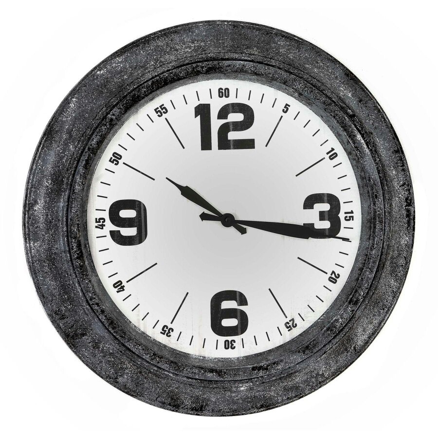 Wyld Haus 45cm Industrial Distressed Black Framed Wall Clock
