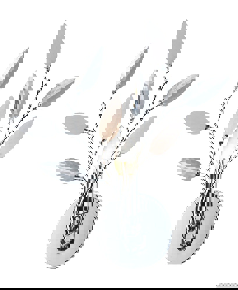 Modern Birch Chrome Wall Light Fixture with Clear and White Leaves Image 1