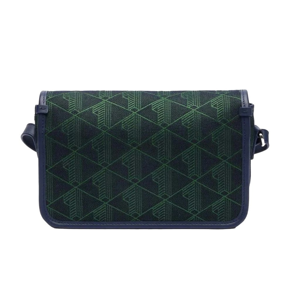 Lacoste Womens Heritage Jacquard Flap Closure Satchel - Blue