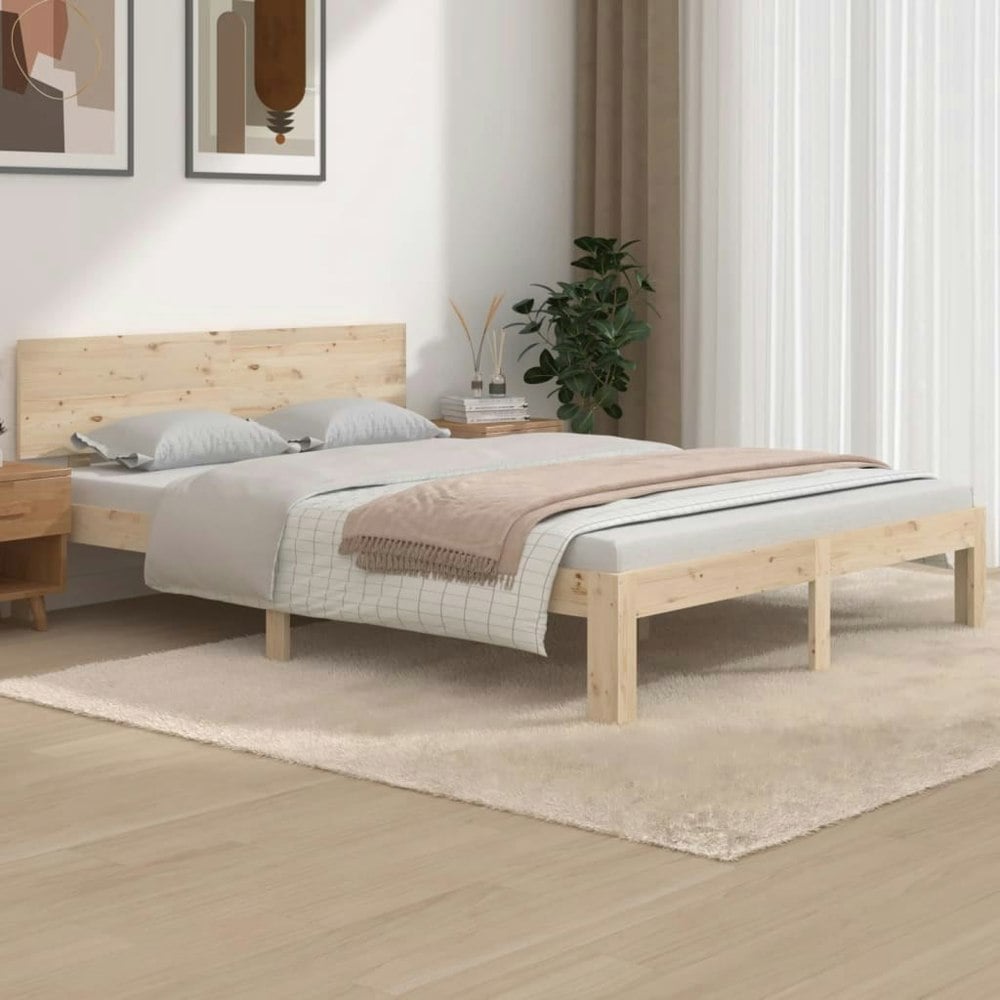 Berkfield Bed Frame Solid Wood Pine 140x190 cm
