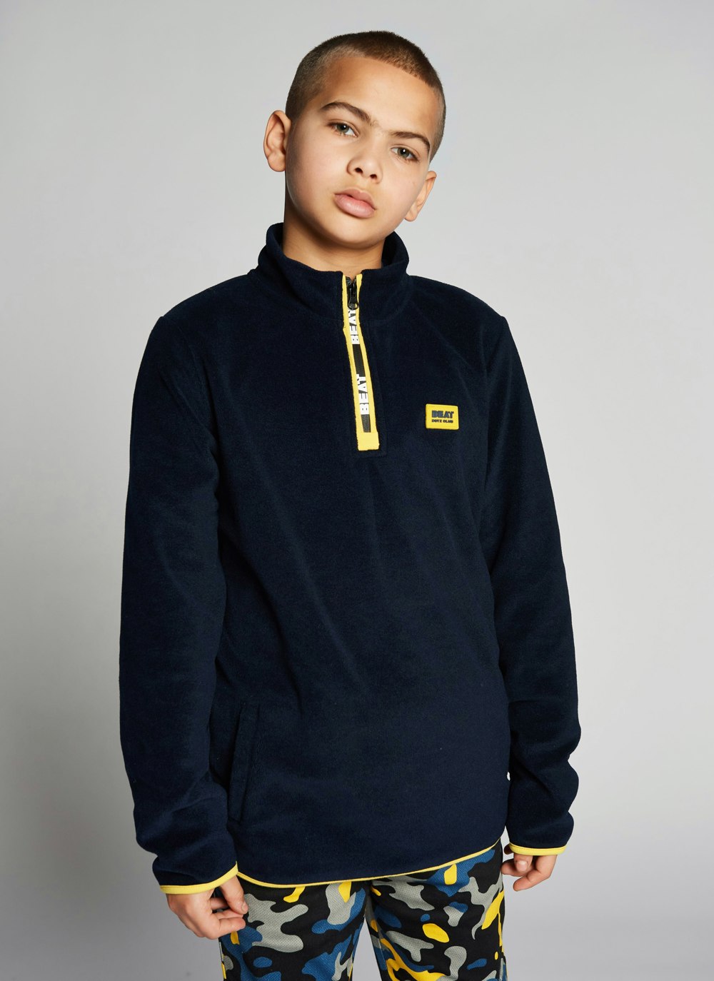 Beat Boyz Club Brail Quarter Zip Fleece - Navy | Rackhams