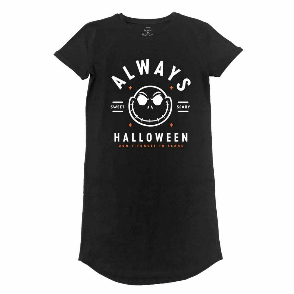 Nightmare Before Christmas Womens/Ladies Always Halloween T-Shirt Dress - Black