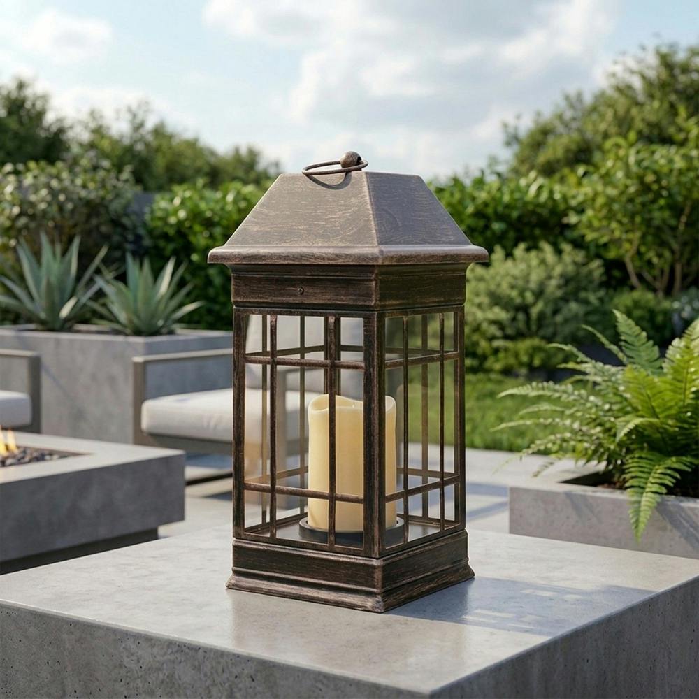 Garden Greatness Seville Solar Flickering Candle Lantern