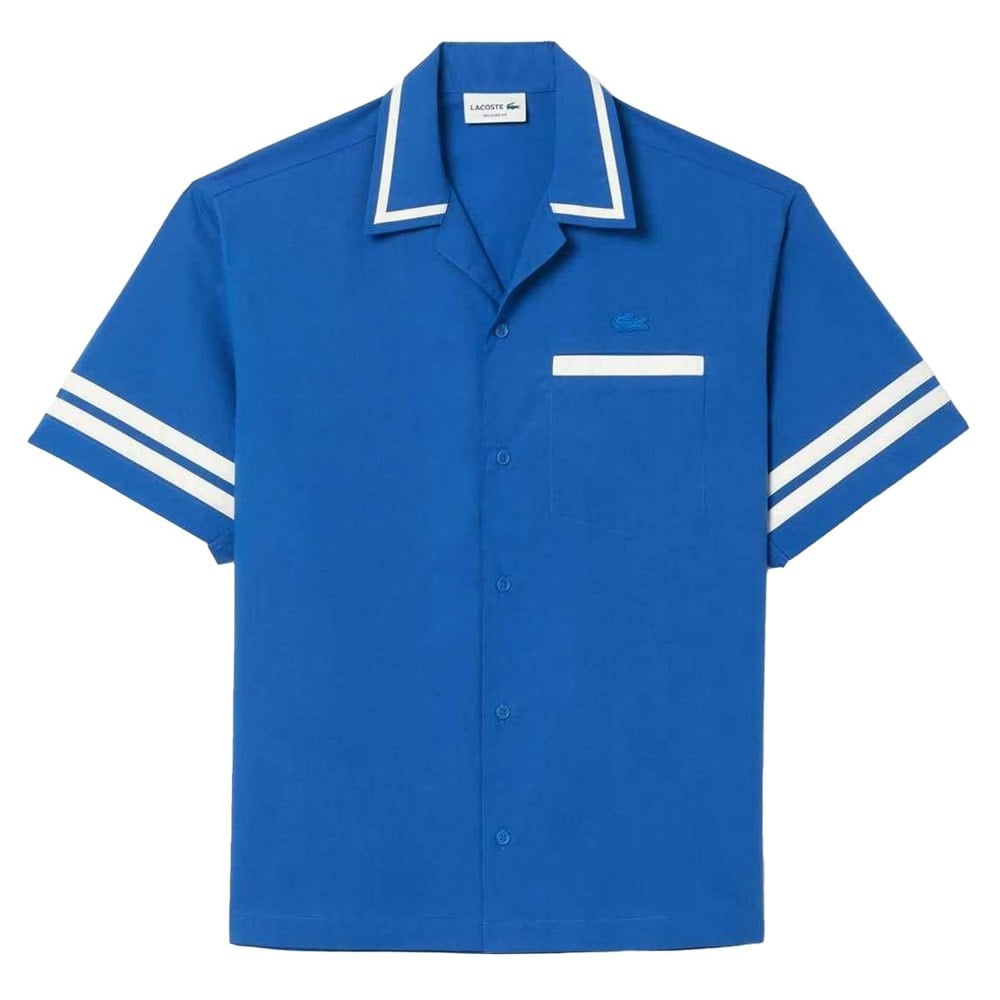 Lacoste Mens Cotton Twill Back Print Relaxed Fit Shirt - Blue