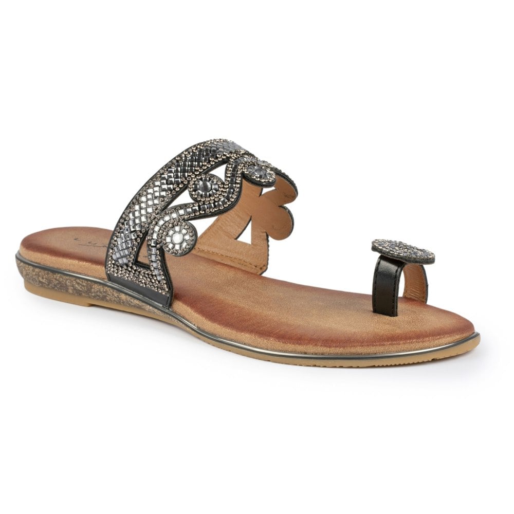 Lunar Womens/Ladies Lynn Sandals - Black/Brown