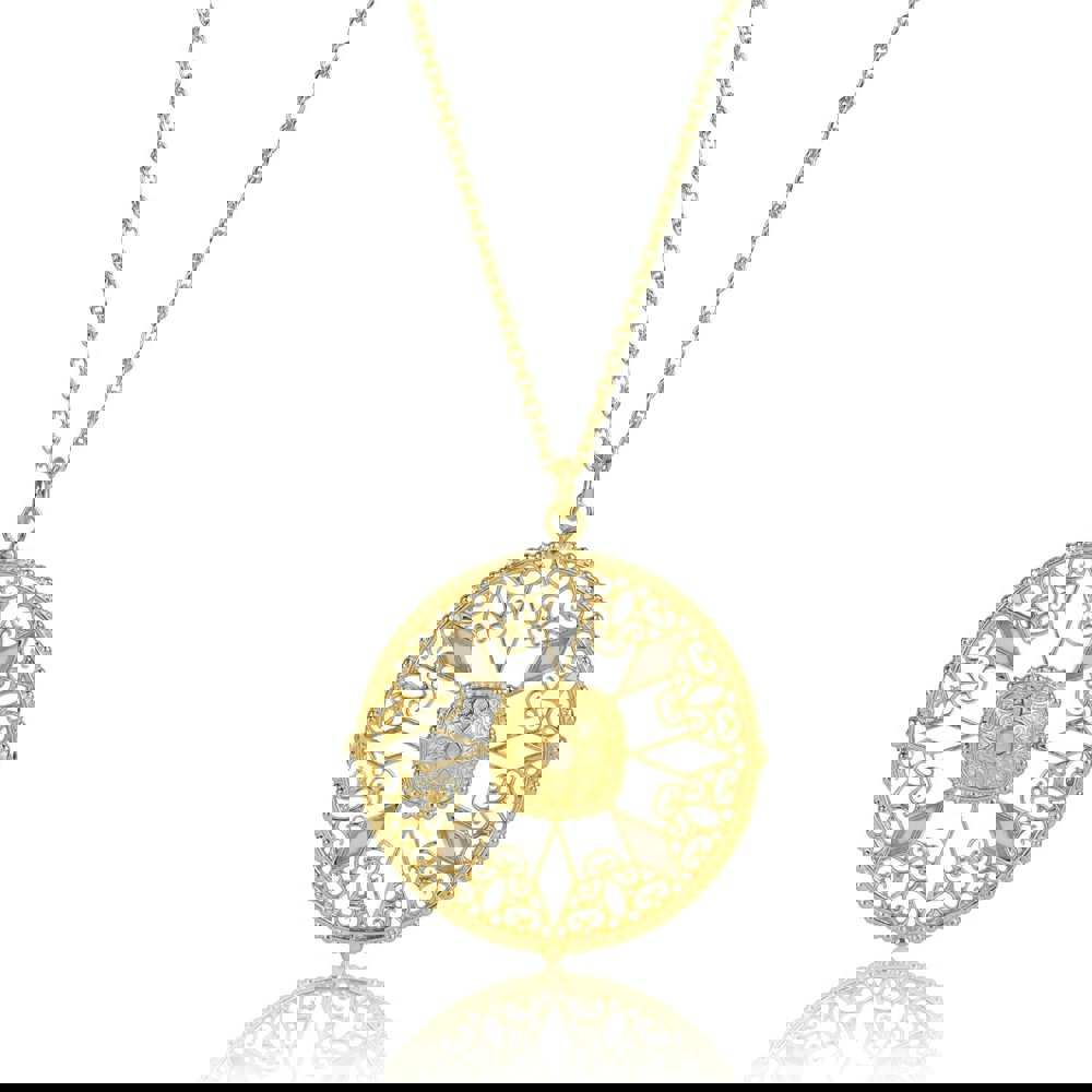 Lila Rasa Filigree Medallion In Opal Chalcedony Necklace