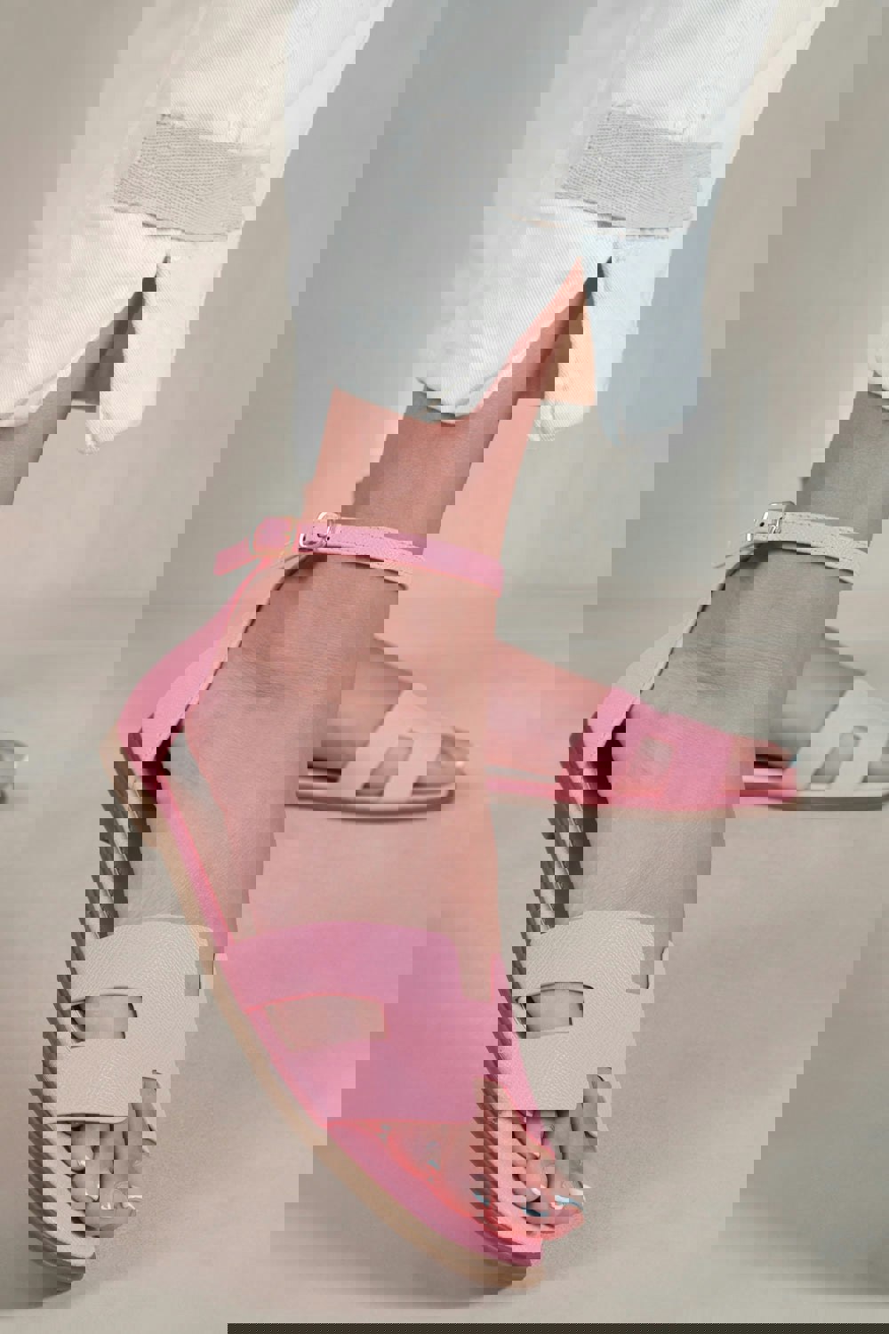 Where's That From Rome Cut Out Strap With Ankle Strap in Pink