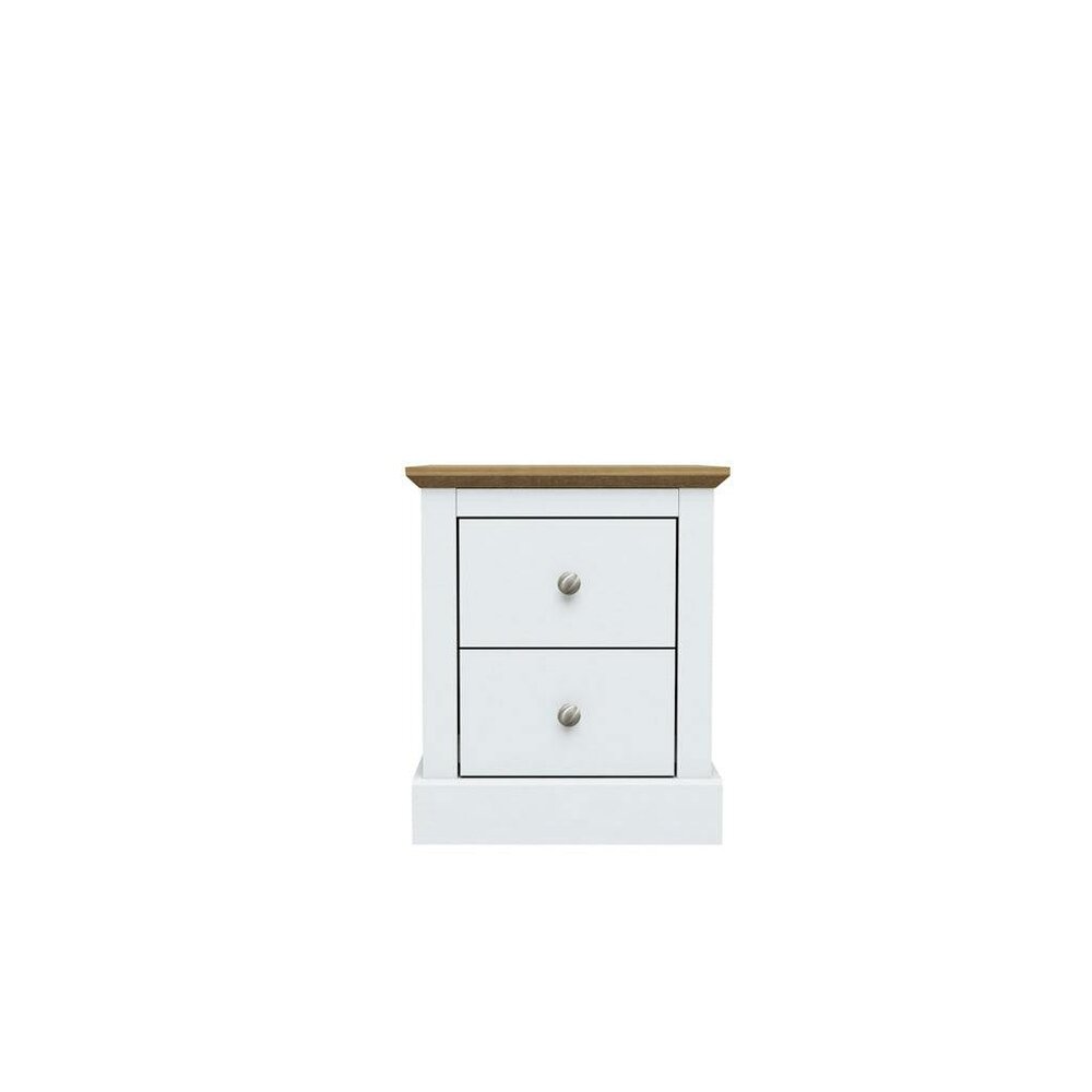 Wyld Haus Ardee 2 Drawer White and Natural Oak Wooden Bedside Table