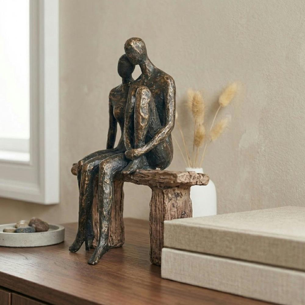 Garden Greatness Bronze Couple On Bench Structure