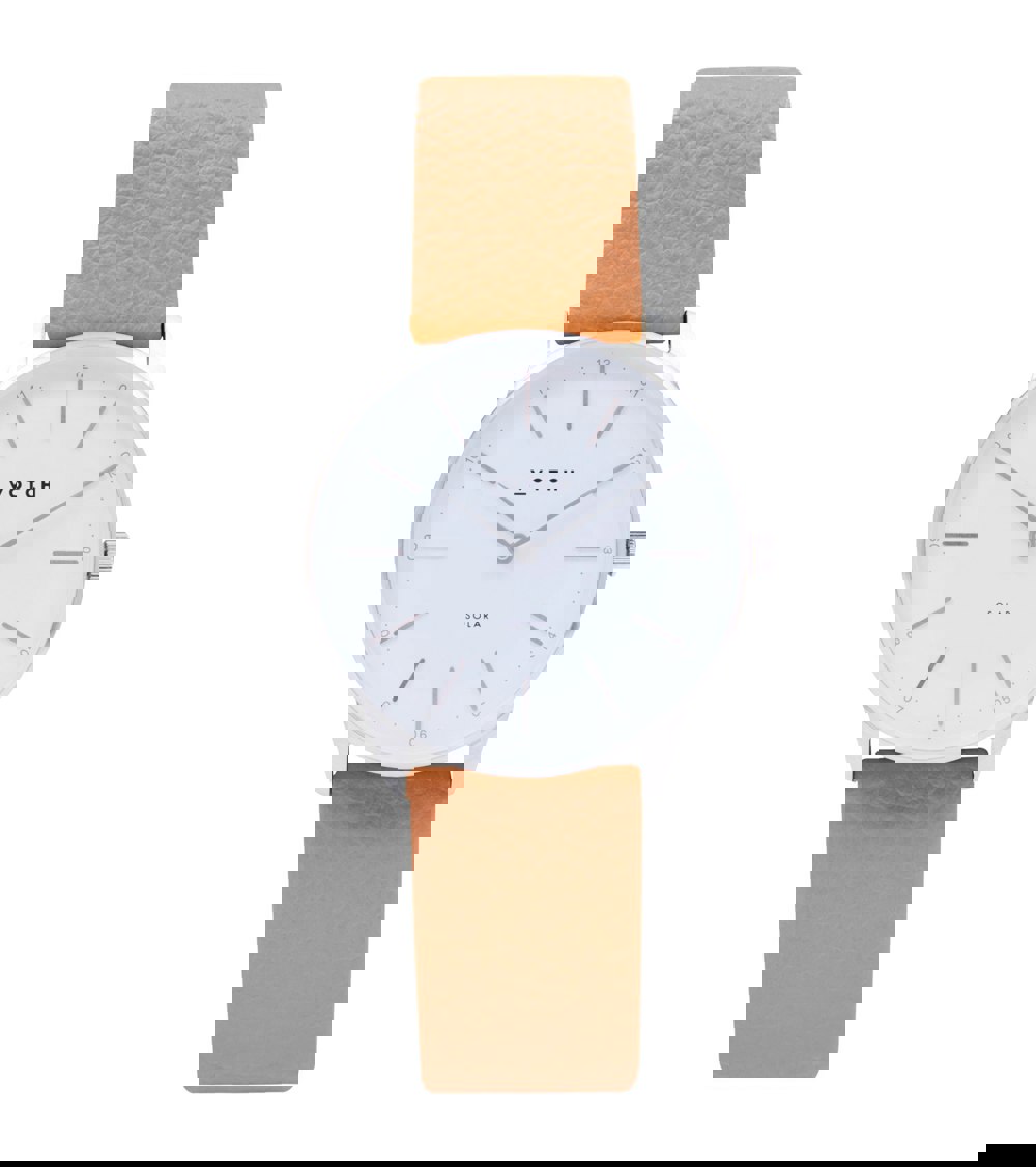 Votch Silver & Tan Watch | Solar Classic
