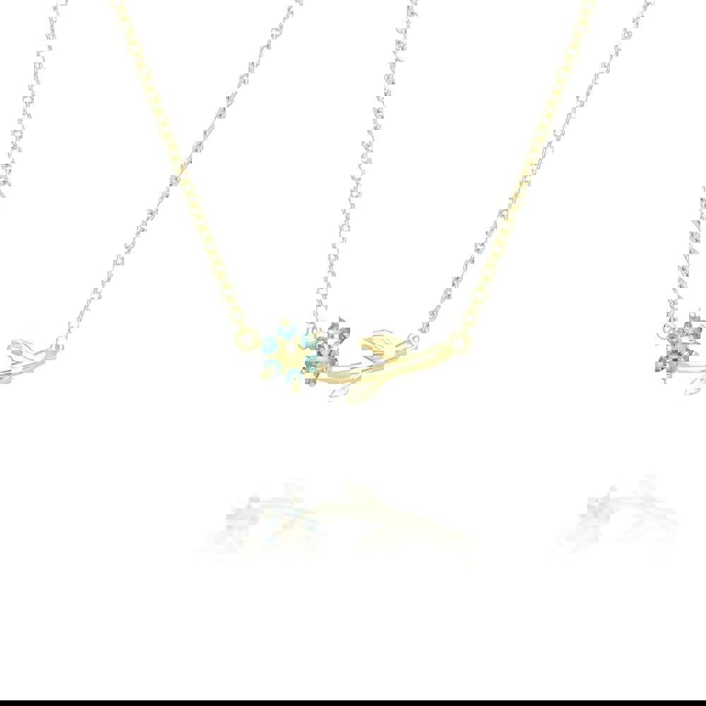 Gemondo Floral Vine Emerald Necklace in 9ct Yellow Gold