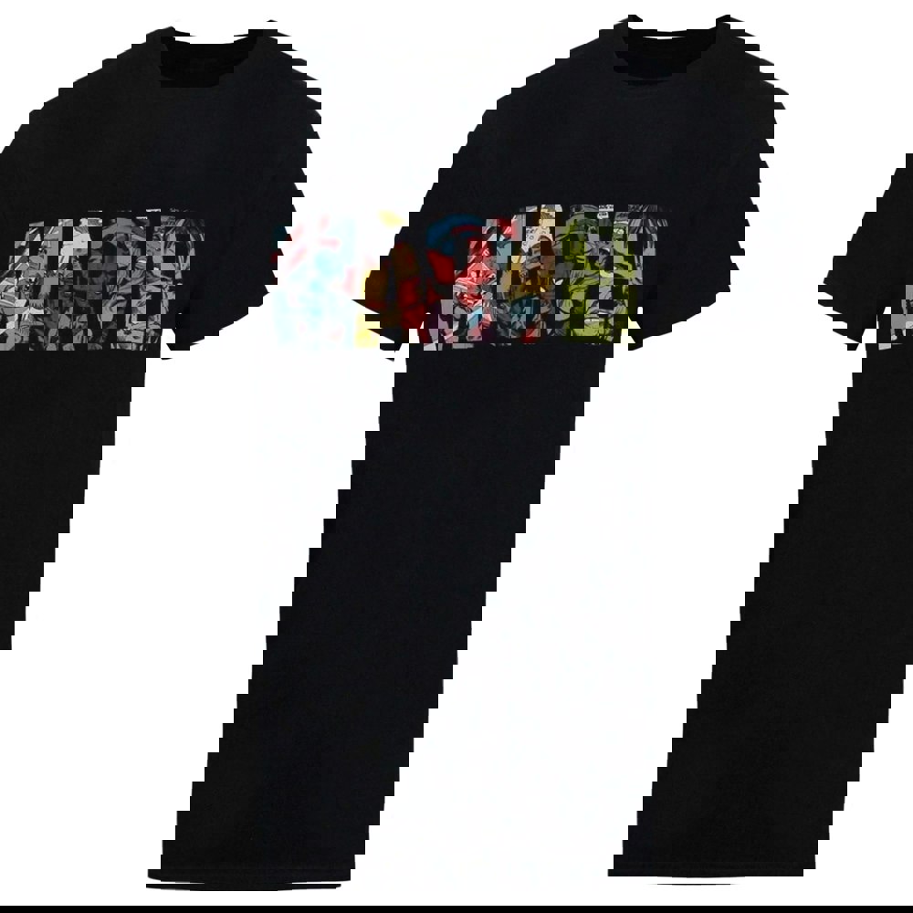 Marvel Mens Comic Strip Logo T-Shirt - Black