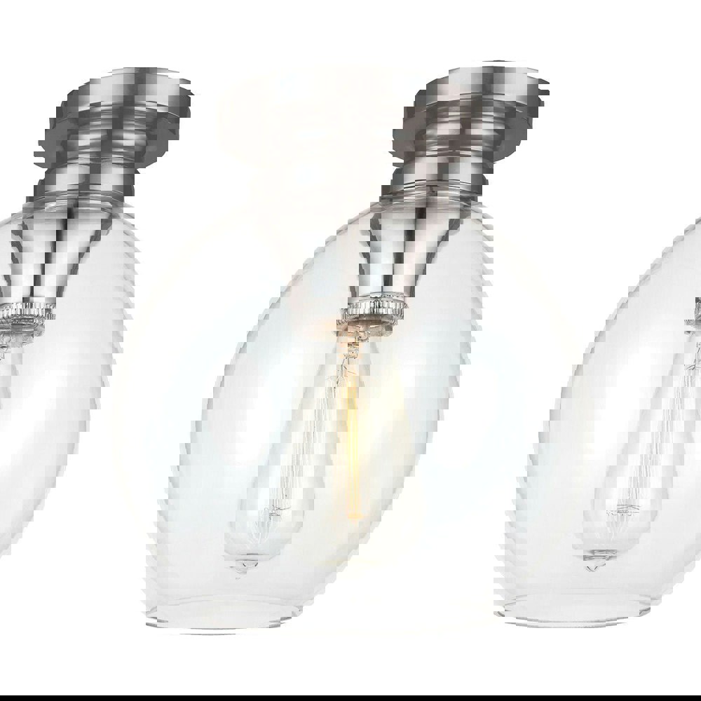 1 Bulb Flush Light Low Ceiling Polished Nickel Finish LED E27 60W Bulb Loops
