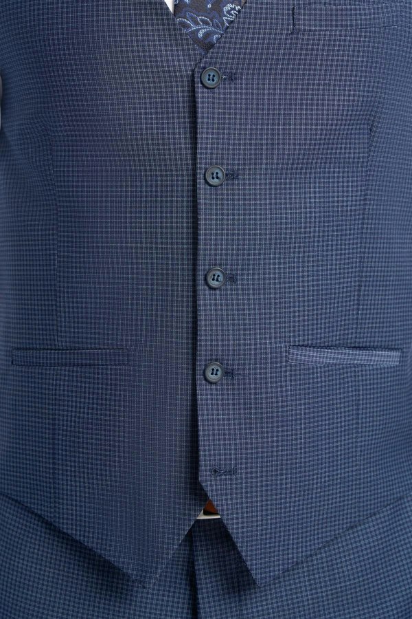 House of Cavani Bond Check Waistcoat - Navy