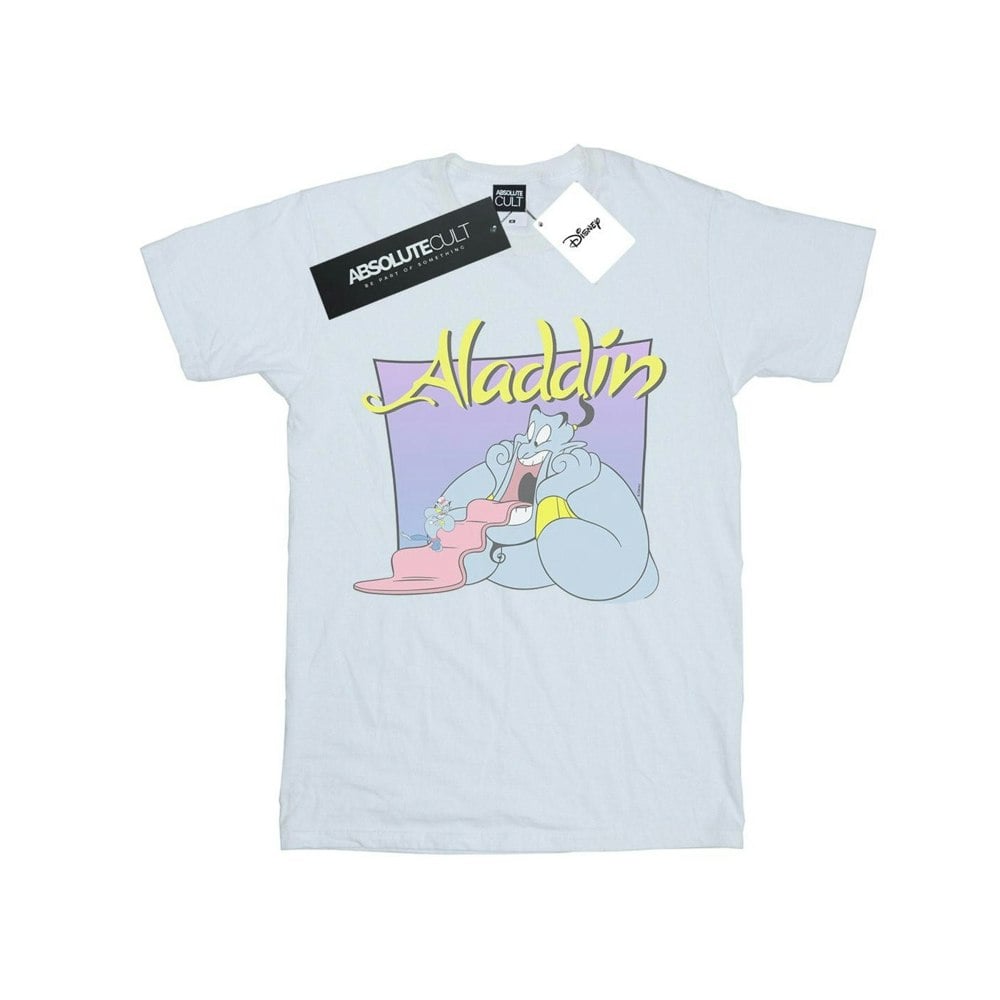 Disney Womens/Ladies Aladdin Genie Wishing Dude Cotton Boyfriend T-Shirt - White