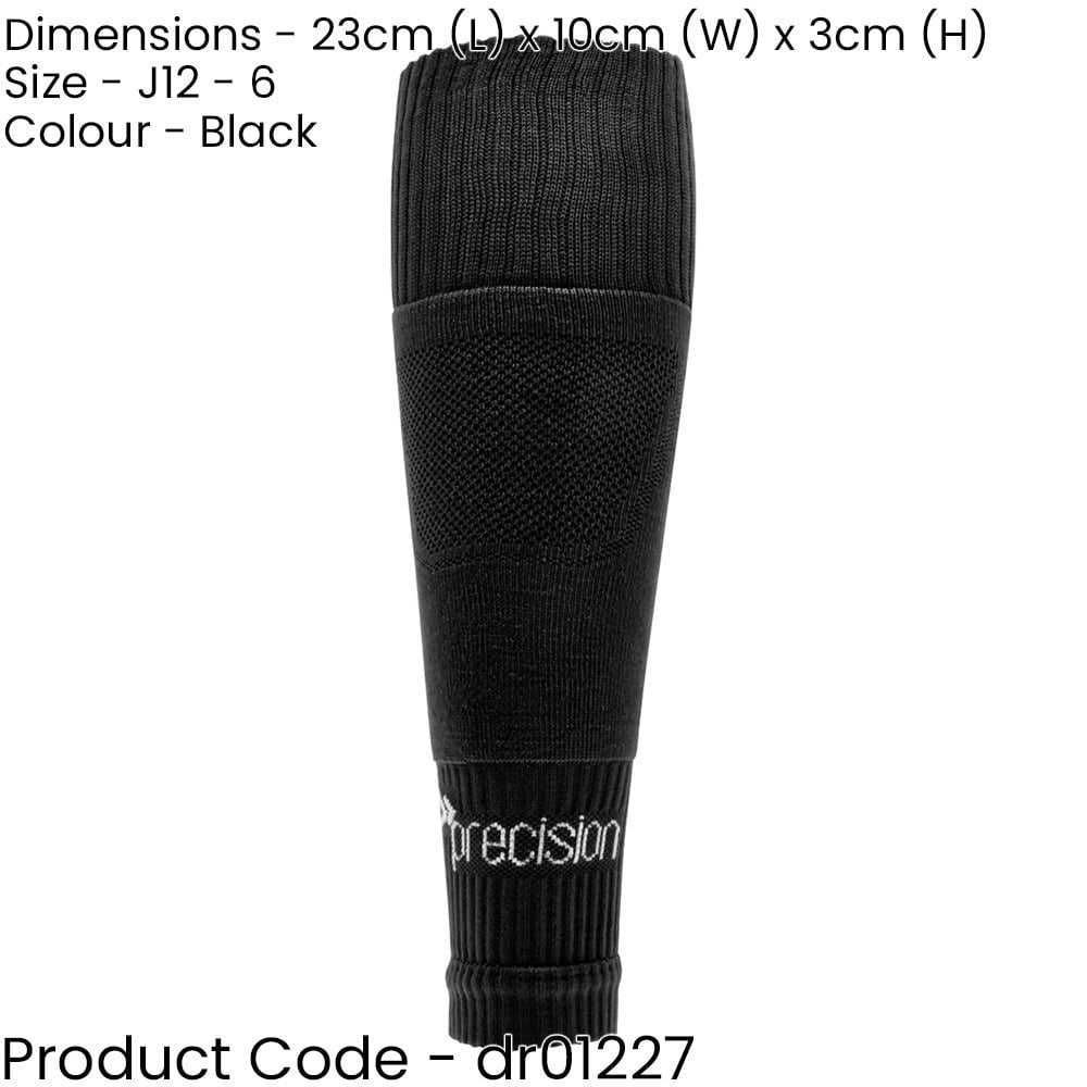 JUNIOR SIZE 12-6 Pro Footless Sleeve Football Socks - BLACK - Stretch Fit 