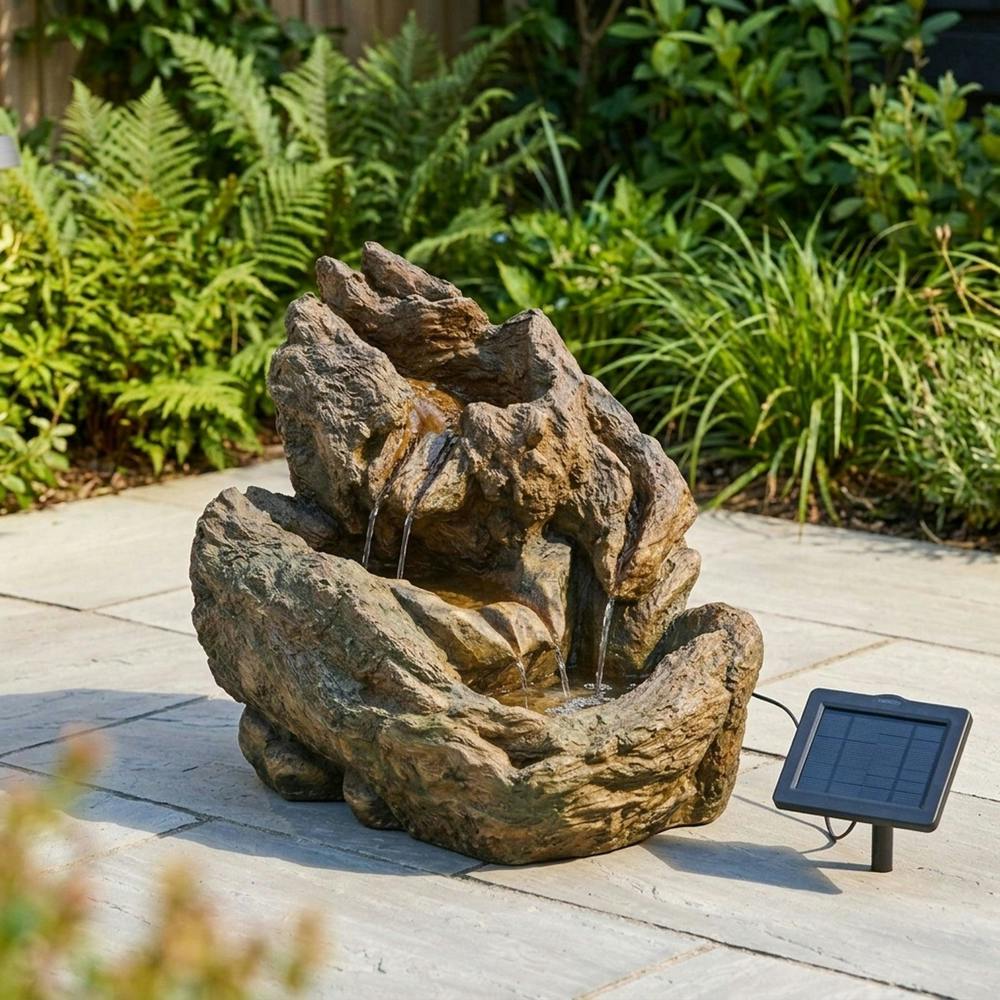 Garden Greatness Wychwood Falls Rustic Log Garden Water Feature