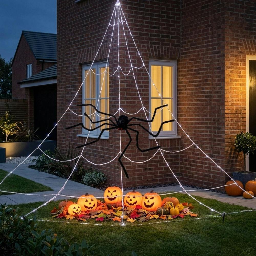 Garden Greatness Haunted Light Up Giant Web Spider Decor