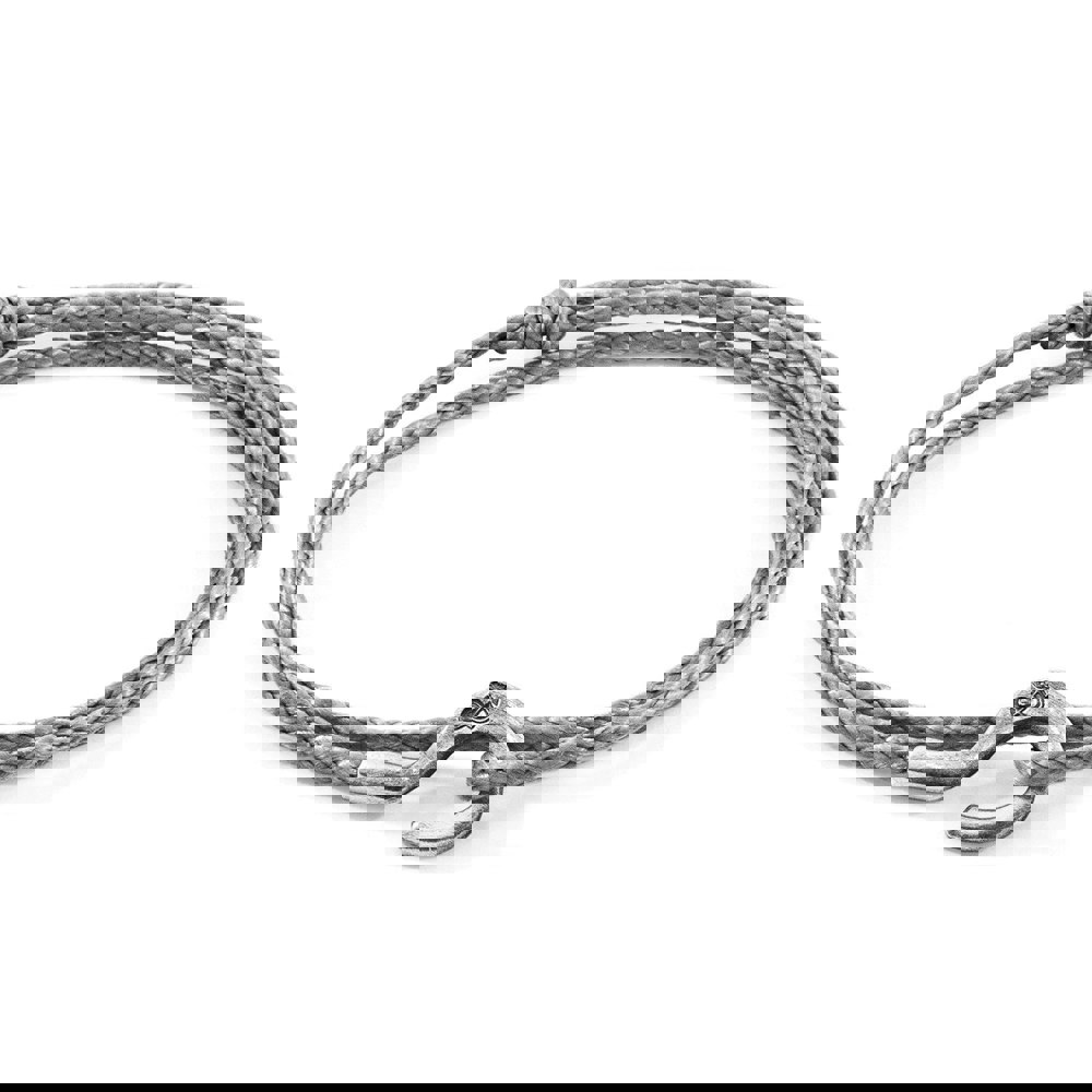 Anchor & Crew Classic Grey Charles Silver and Rope SKINNY Bracelet
