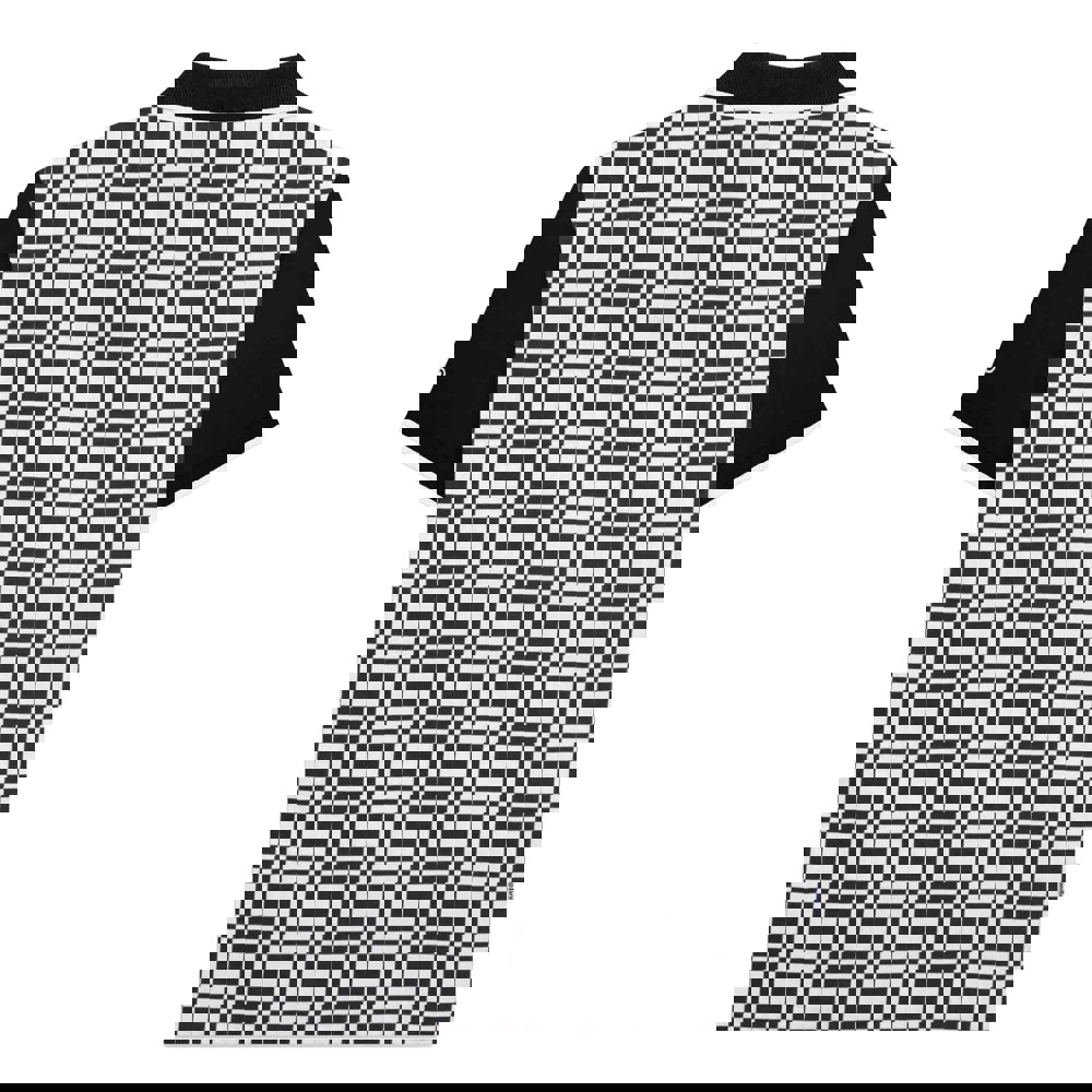 Lambretta Mens Two Tone All-Over Print Polo Shirt - Black/White